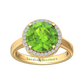 Nova round Peridot ring with a halo of diamonds Gardiner Brothers