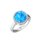 Nova round Swiss Blue Topaz ring with a halo of diamonds Gardiner Brothers White Gold