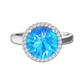 Nova round Swiss Blue Topaz ring with a halo of diamonds Gardiner Brothers