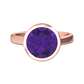 Nova round Amethyst ring set in a plain bezel setting Gardiner Brothers
