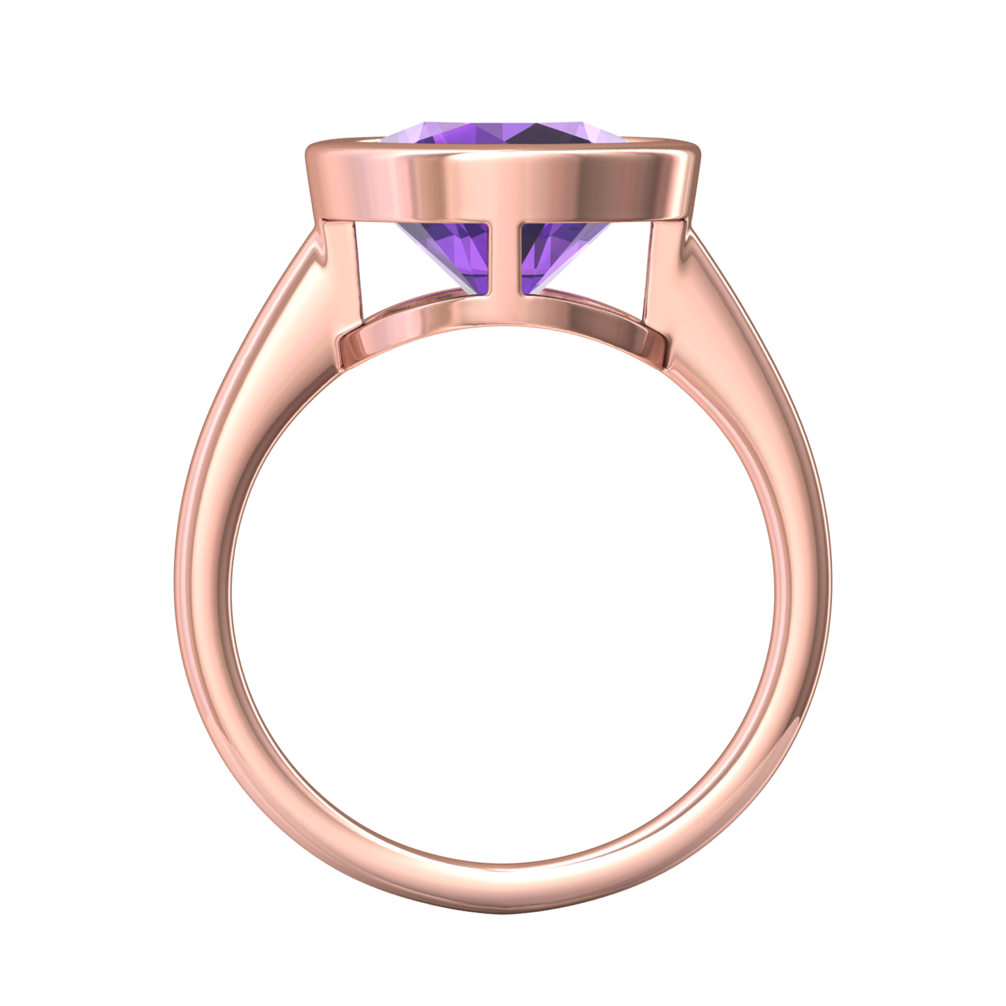 Nova round Amethyst ring set in a plain bezel setting Gardiner Brothers