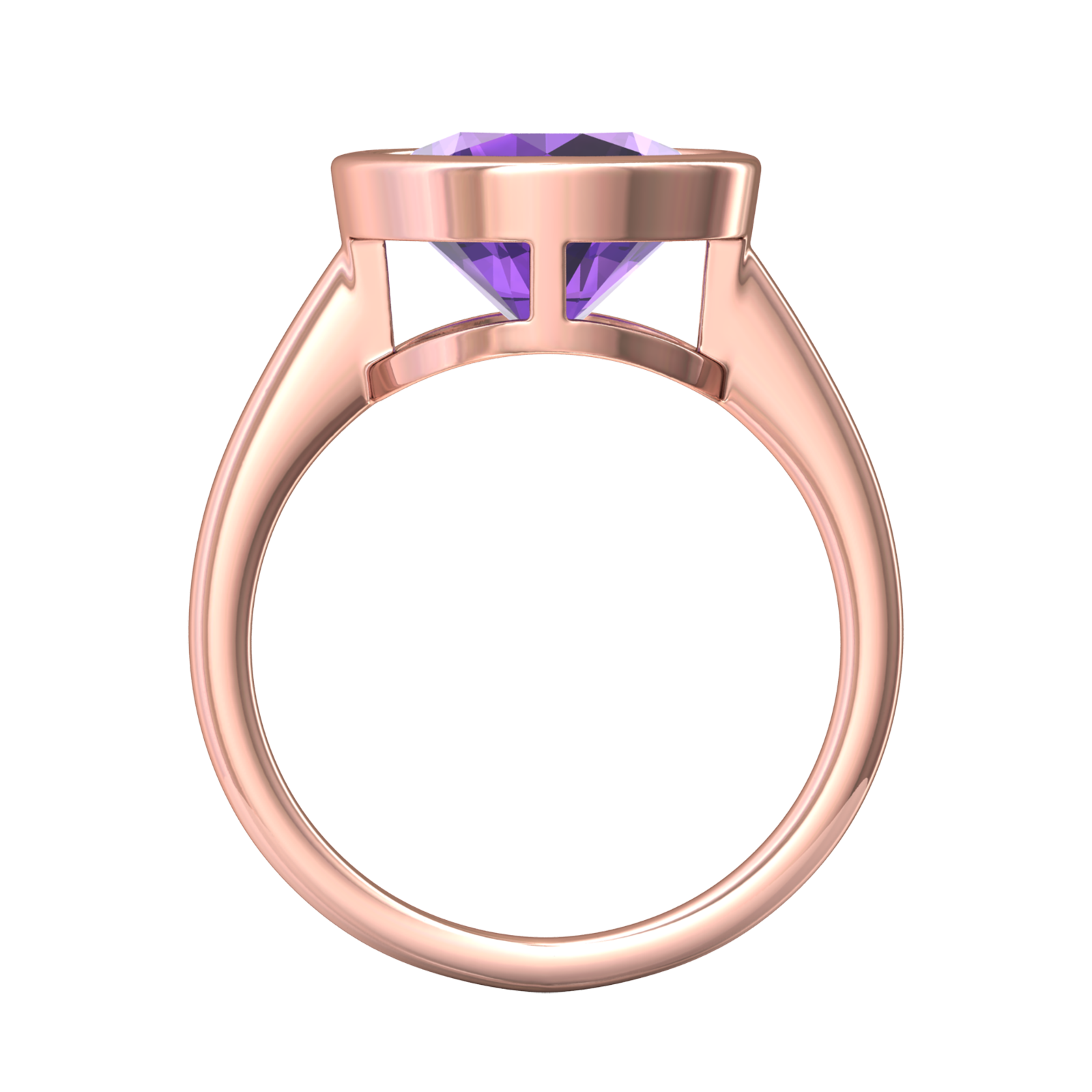 Nova round Amethyst ring set in a plain bezel setting Gardiner Brothers