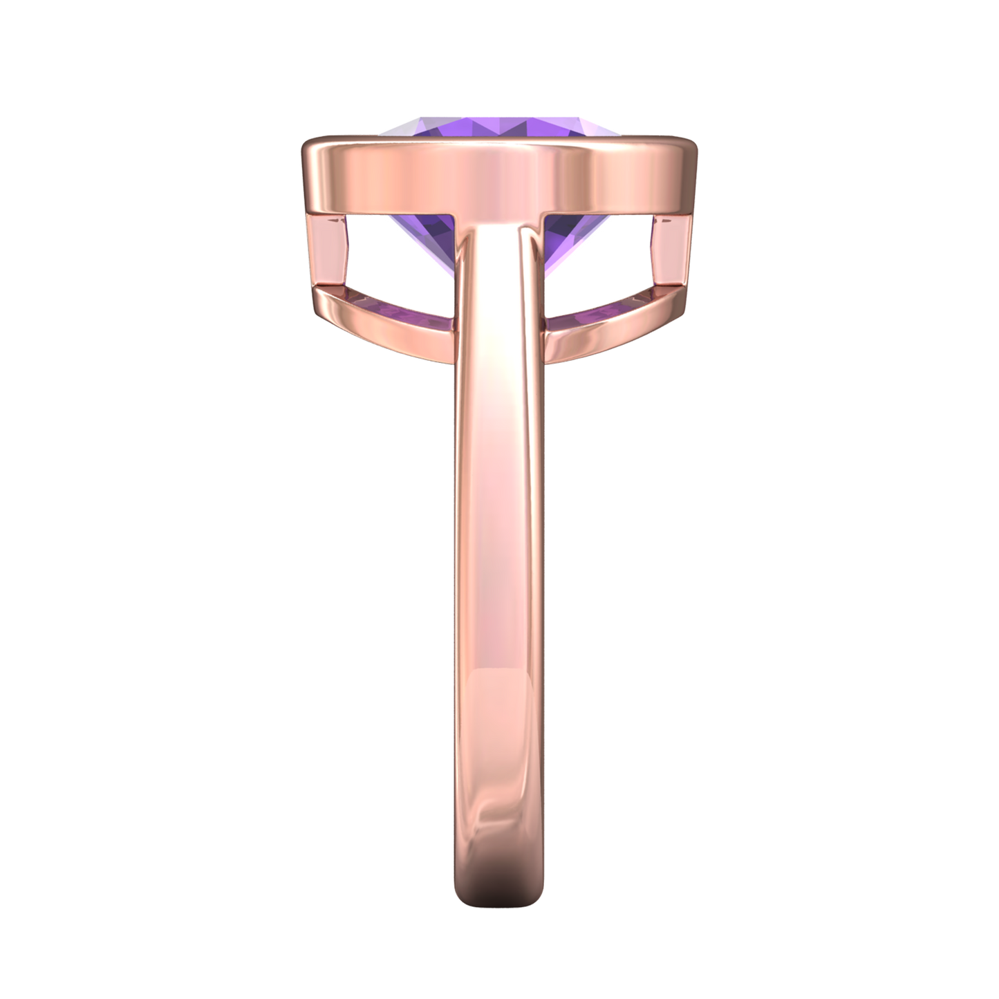 Nova round Amethyst ring set in a plain bezel setting Gardiner Brothers