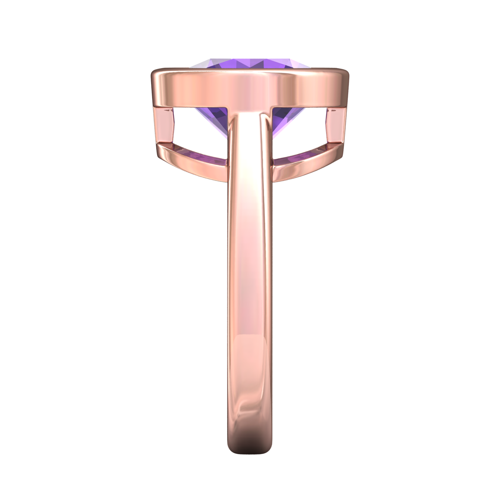 Nova round Amethyst ring set in a plain bezel setting Gardiner Brothers