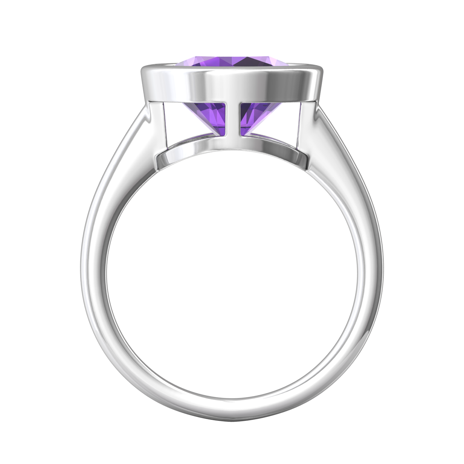Nova round Amethyst ring set in a plain bezel setting Gardiner Brothers