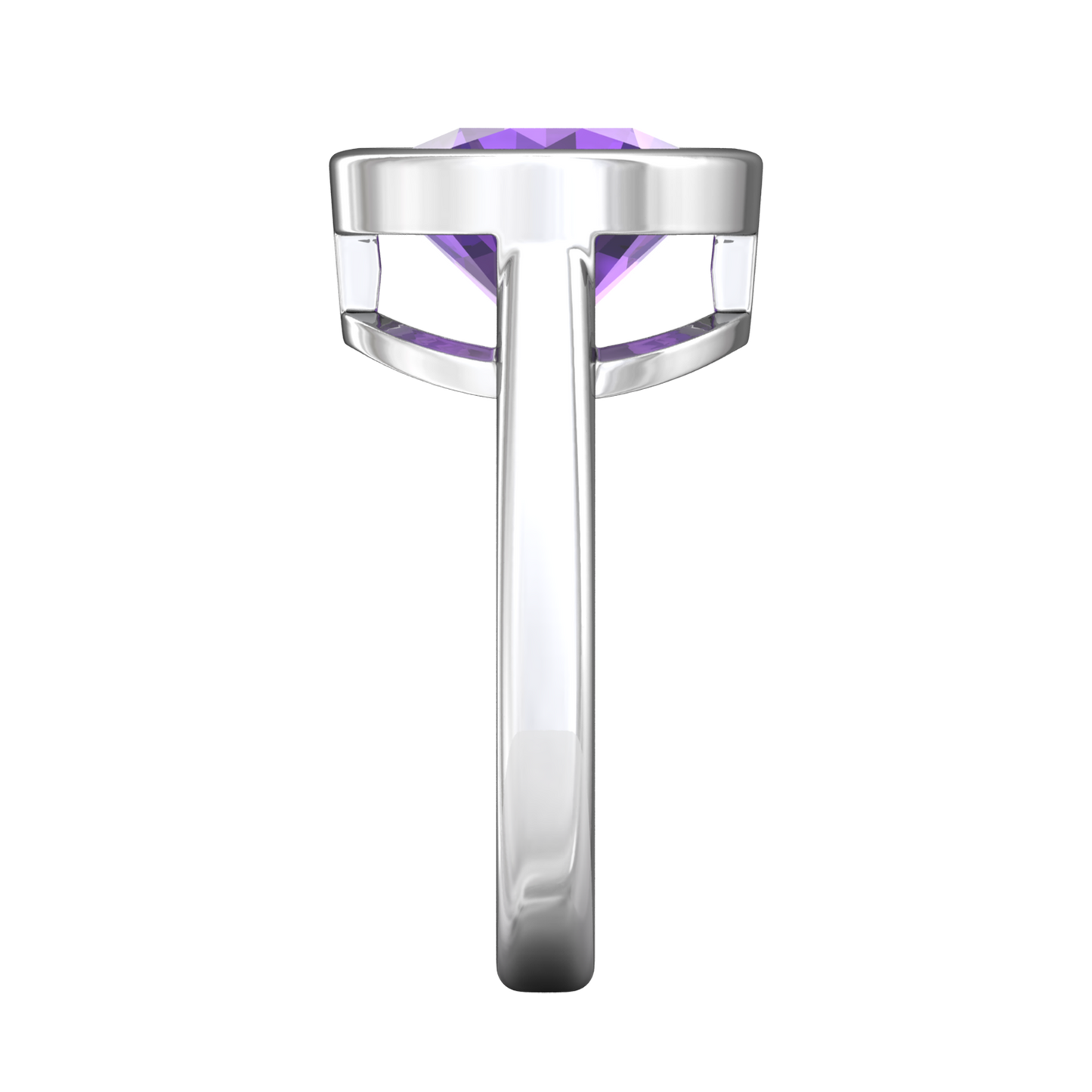 Nova round Amethyst ring set in a plain bezel setting Gardiner Brothers