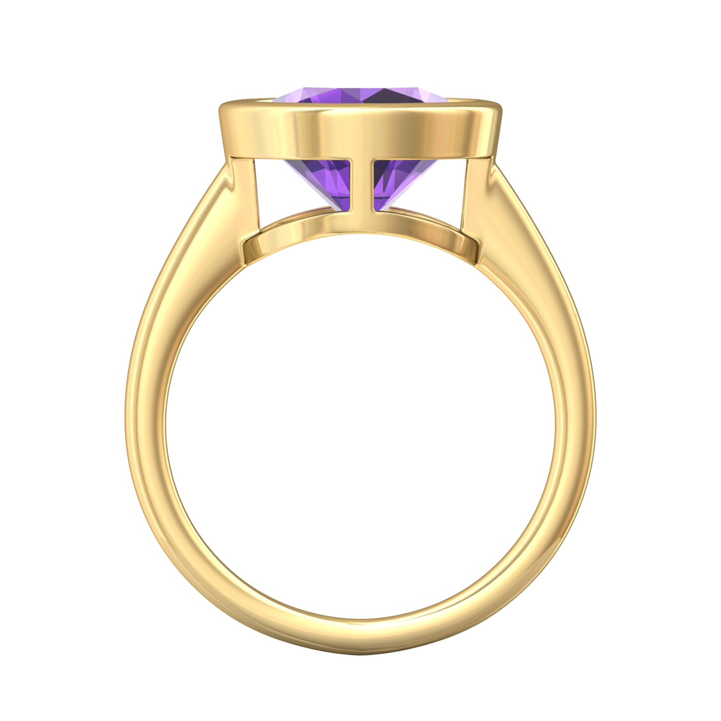 Nova round Amethyst ring set in a plain bezel setting Gardiner Brothers