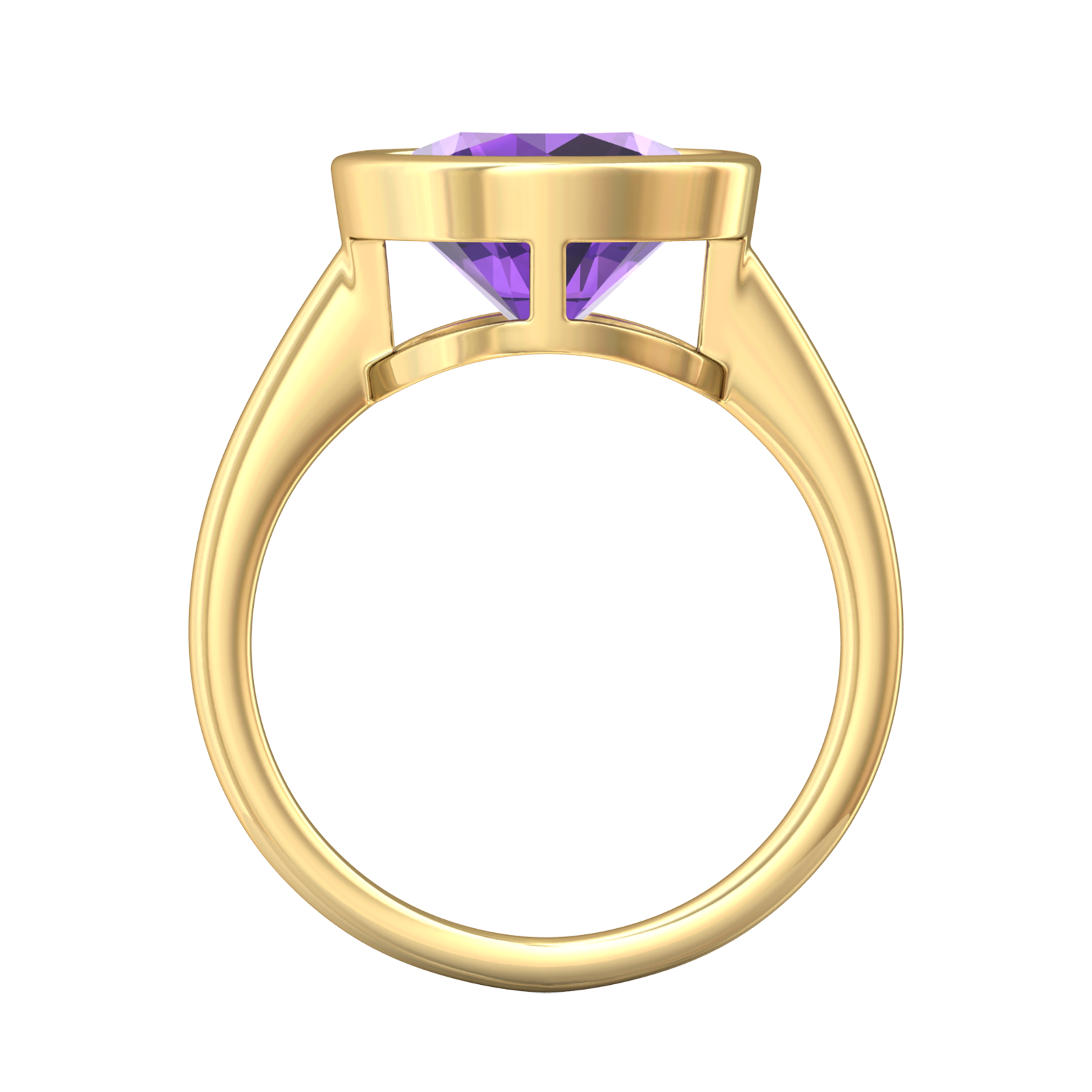 Nova round Amethyst ring set in a plain bezel setting Gardiner Brothers