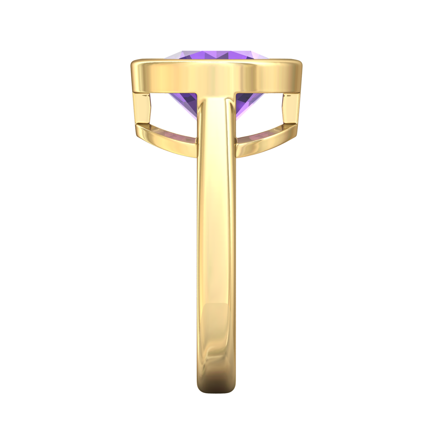 Nova round Amethyst ring set in a plain bezel setting Gardiner Brothers