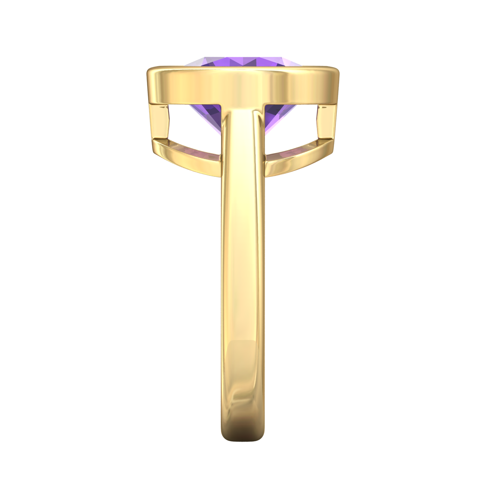 Nova round Amethyst ring set in a plain bezel setting Gardiner Brothers