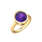 Nova round Amethyst ring set in a plain bezel setting Gardiner Brothers Yellow Gold