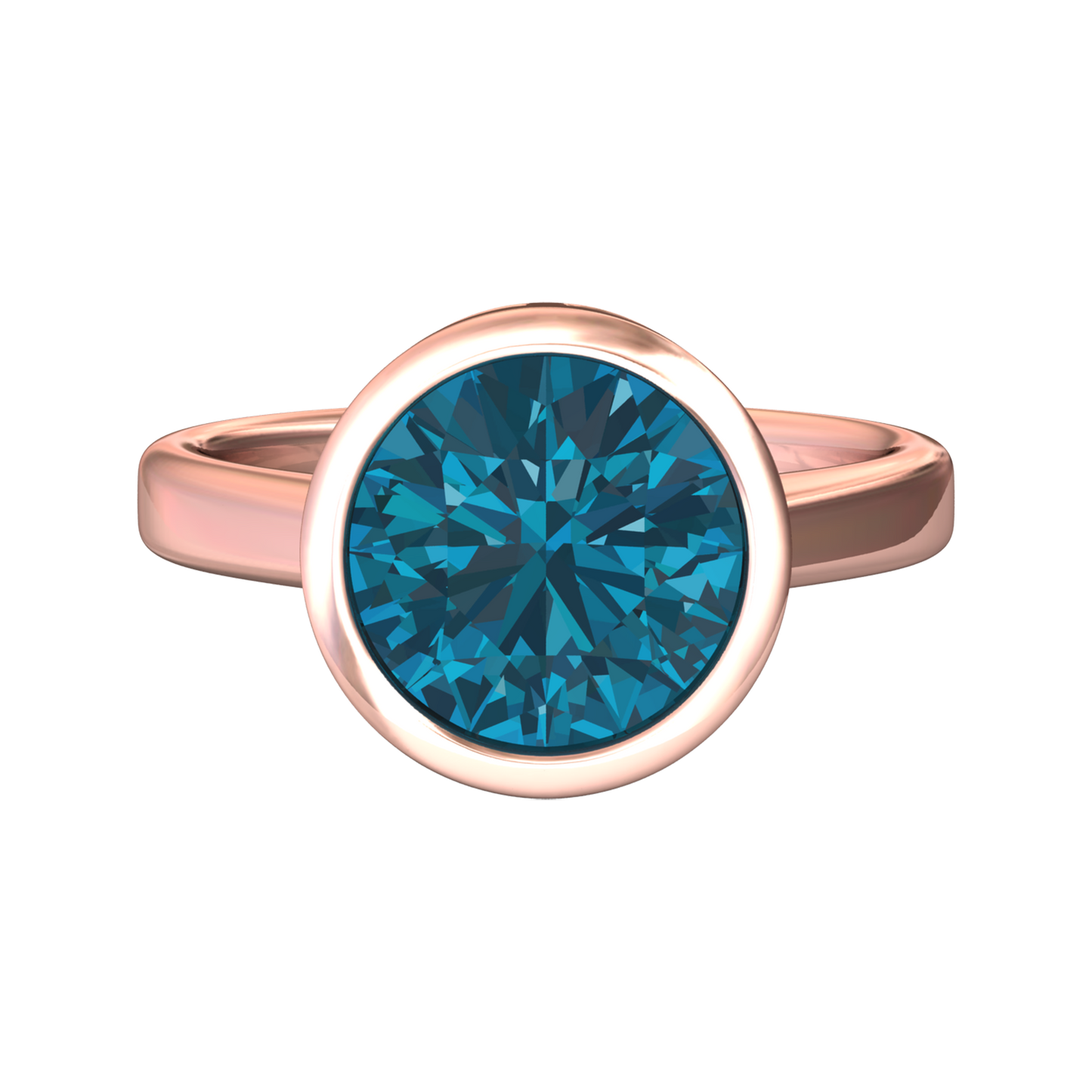 Nova round London Blue Topaz ring set in a plain bezel setting Gardiner Brothers
