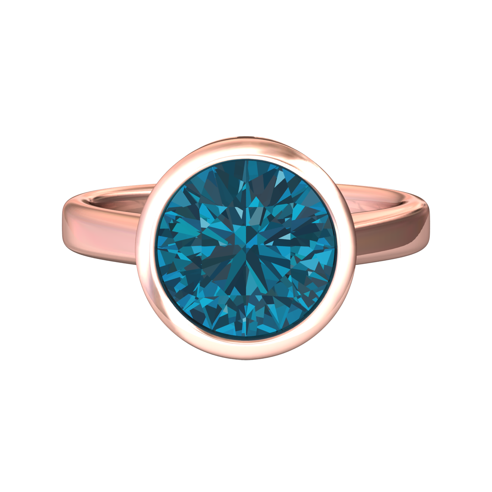 Nova round London Blue Topaz ring set in a plain bezel setting Gardiner Brothers