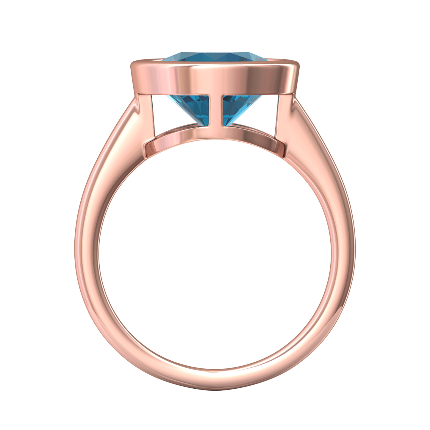Nova round London Blue Topaz ring set in a plain bezel setting Gardiner Brothers