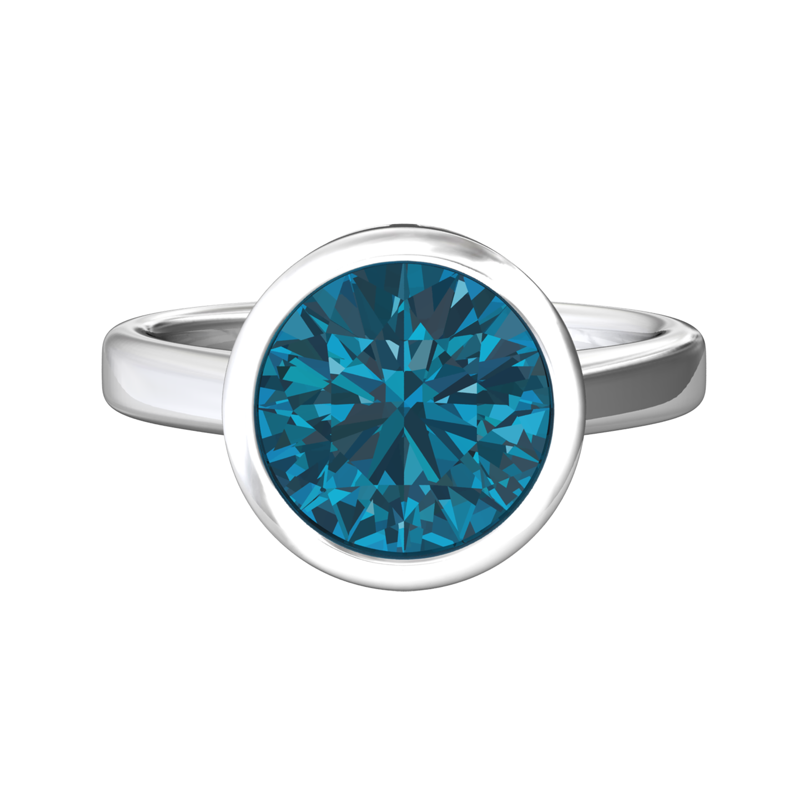 Nova round London Blue Topaz ring set in a plain bezel setting Gardiner Brothers