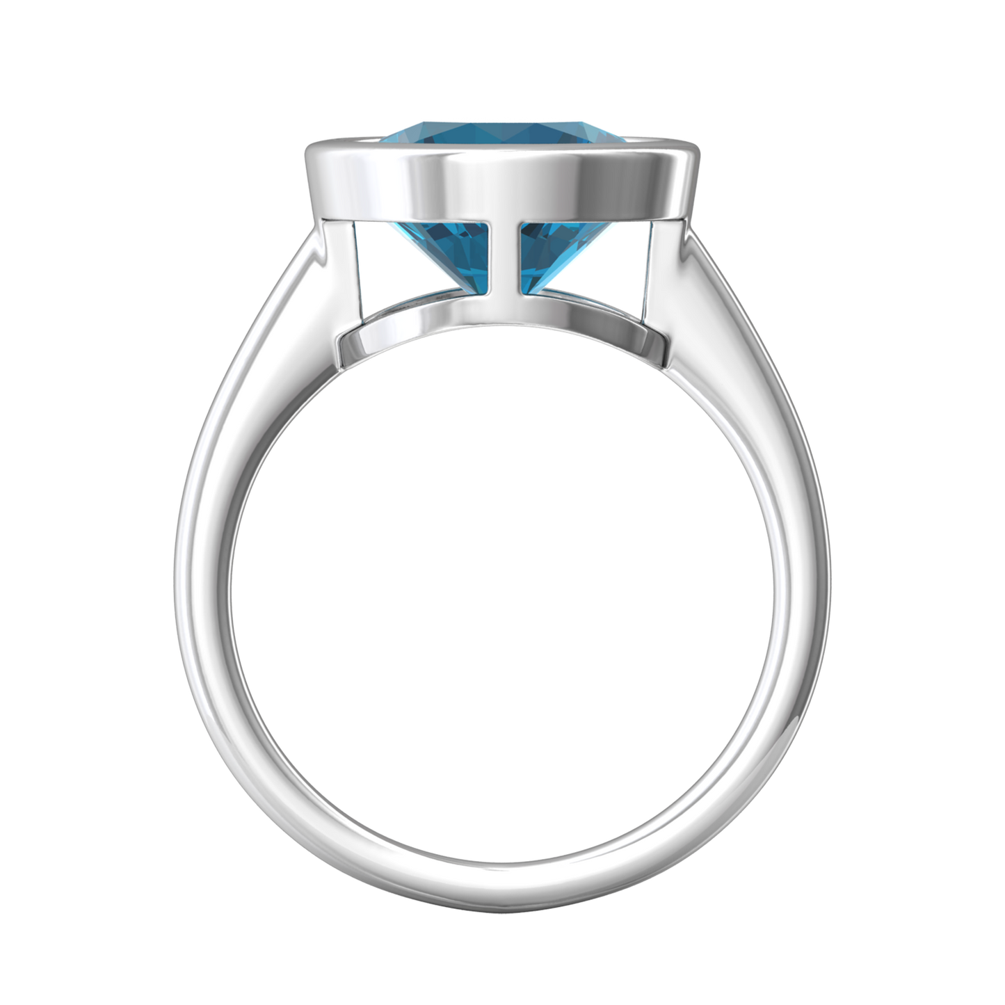 Nova round London Blue Topaz ring set in a plain bezel setting Gardiner Brothers