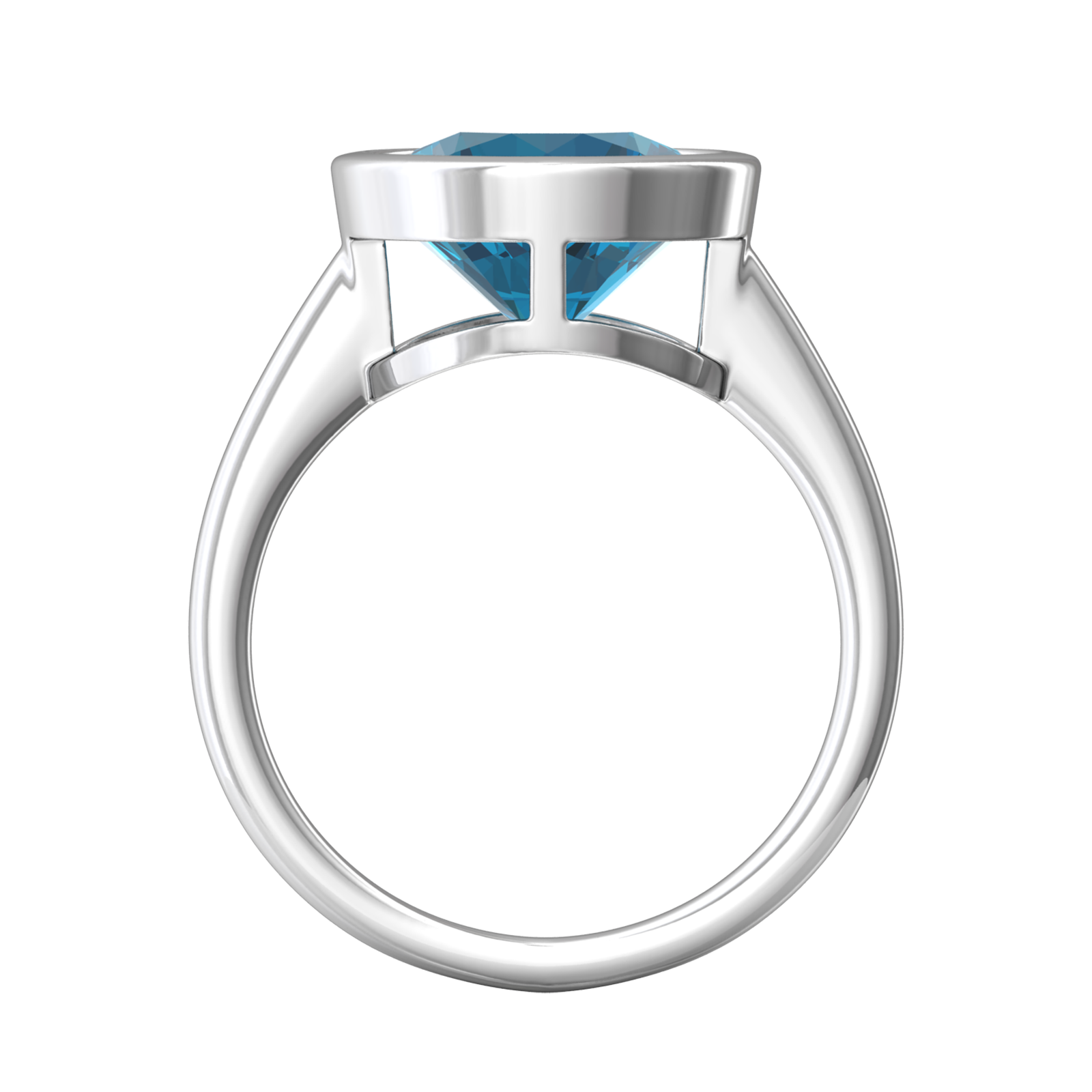 Nova round London Blue Topaz ring set in a plain bezel setting Gardiner Brothers