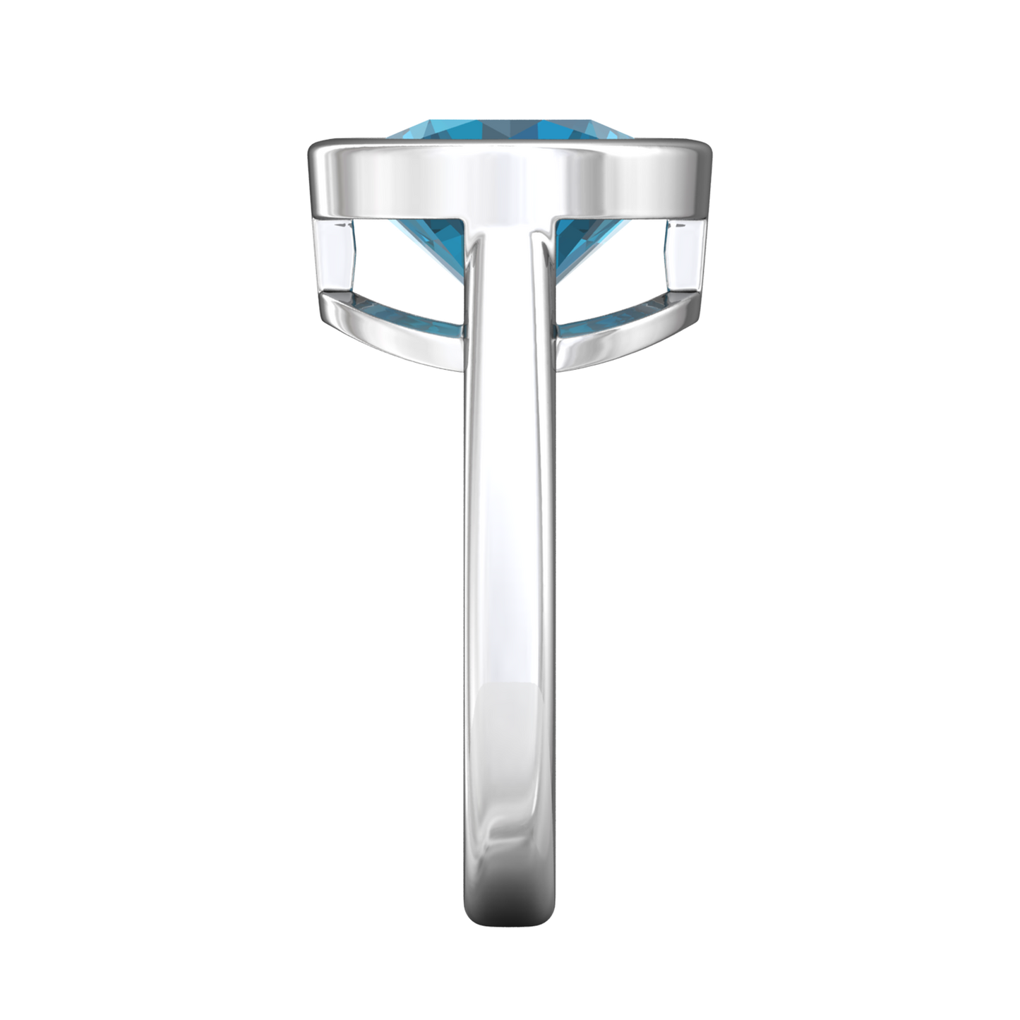 Nova round London Blue Topaz ring set in a plain bezel setting Gardiner Brothers