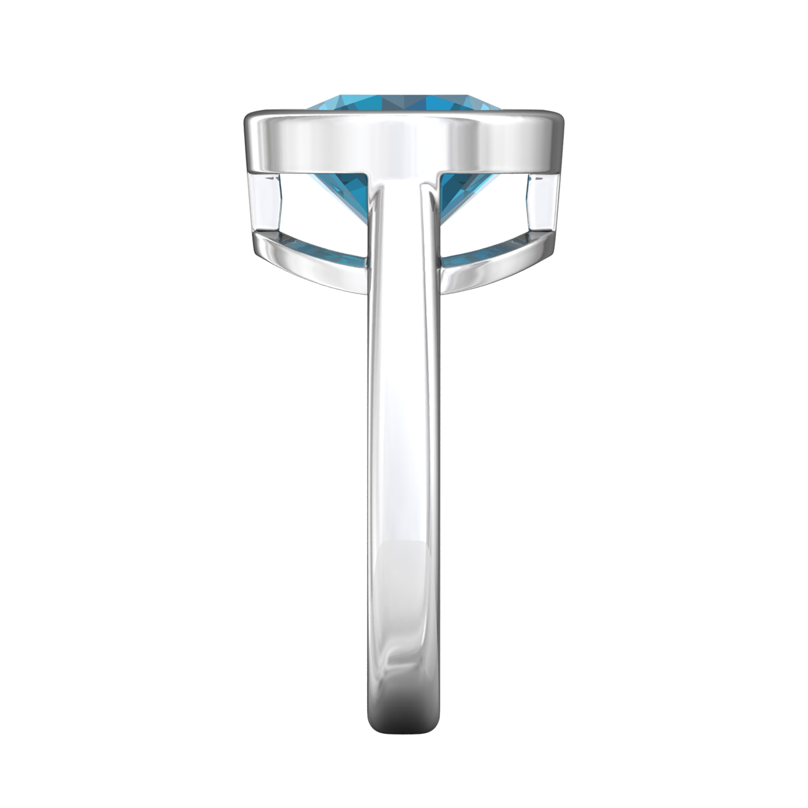 Nova round London Blue Topaz ring set in a plain bezel setting Gardiner Brothers