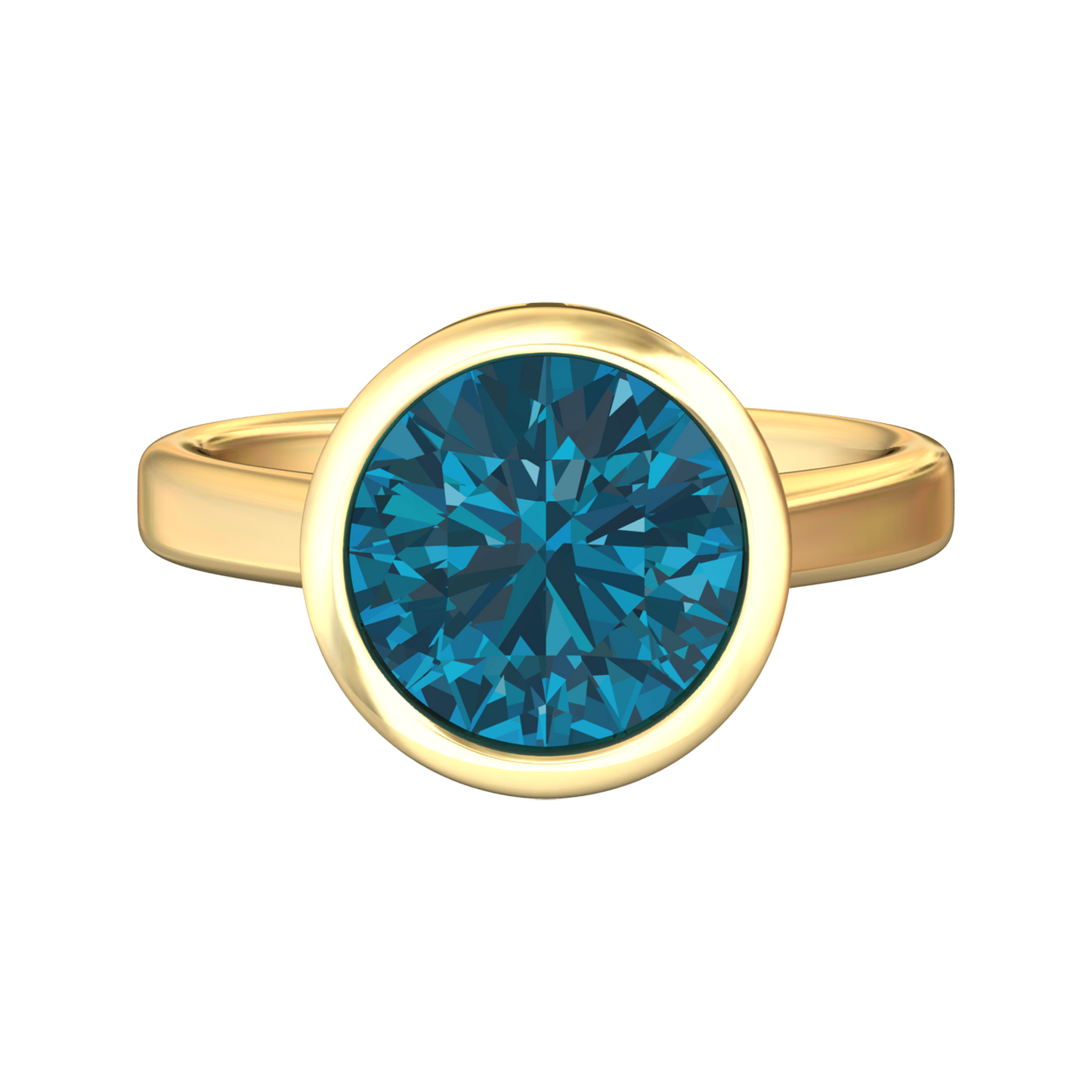 Nova round London Blue Topaz ring set in a plain bezel setting Gardiner Brothers