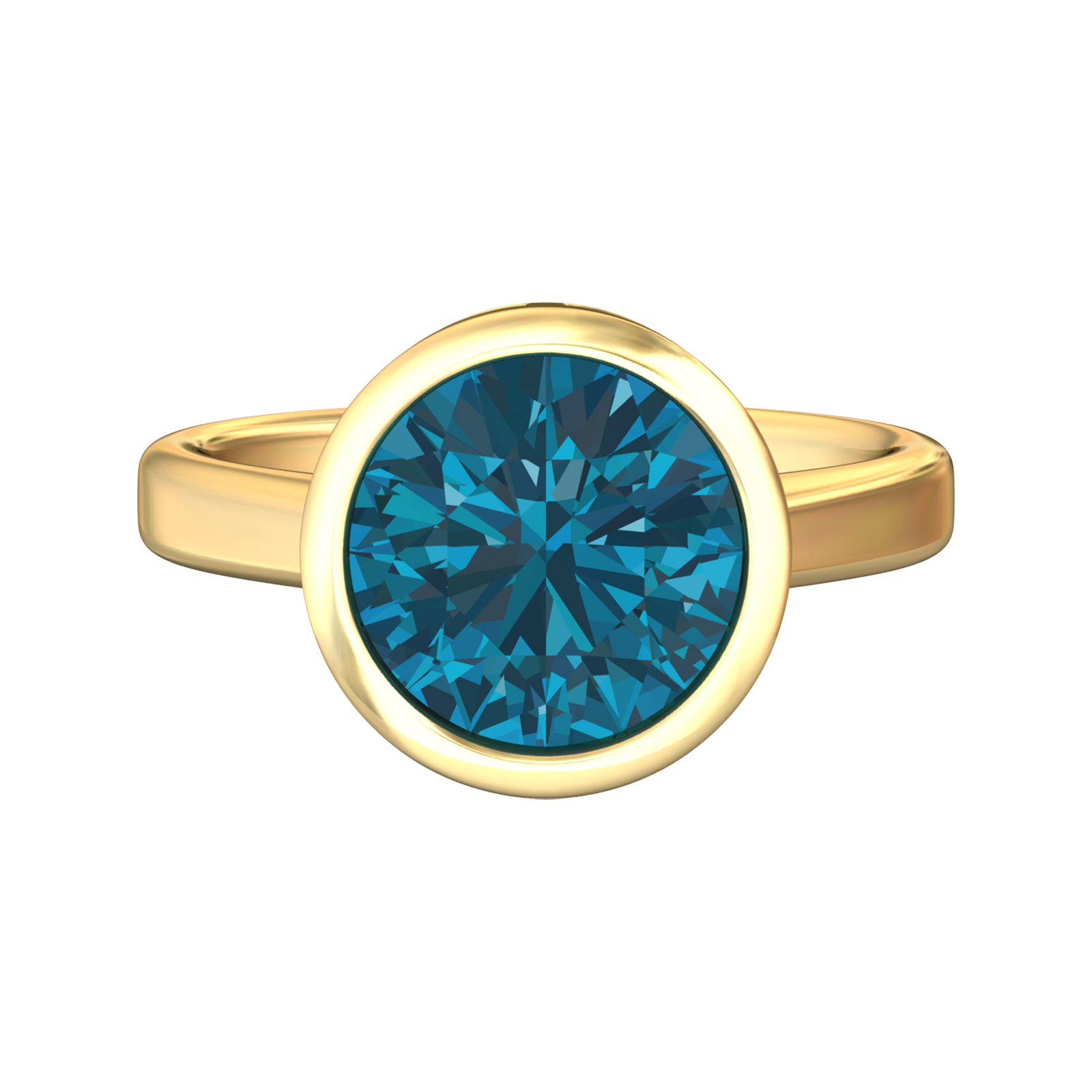 Nova round London Blue Topaz ring set in a plain bezel setting Gardiner Brothers