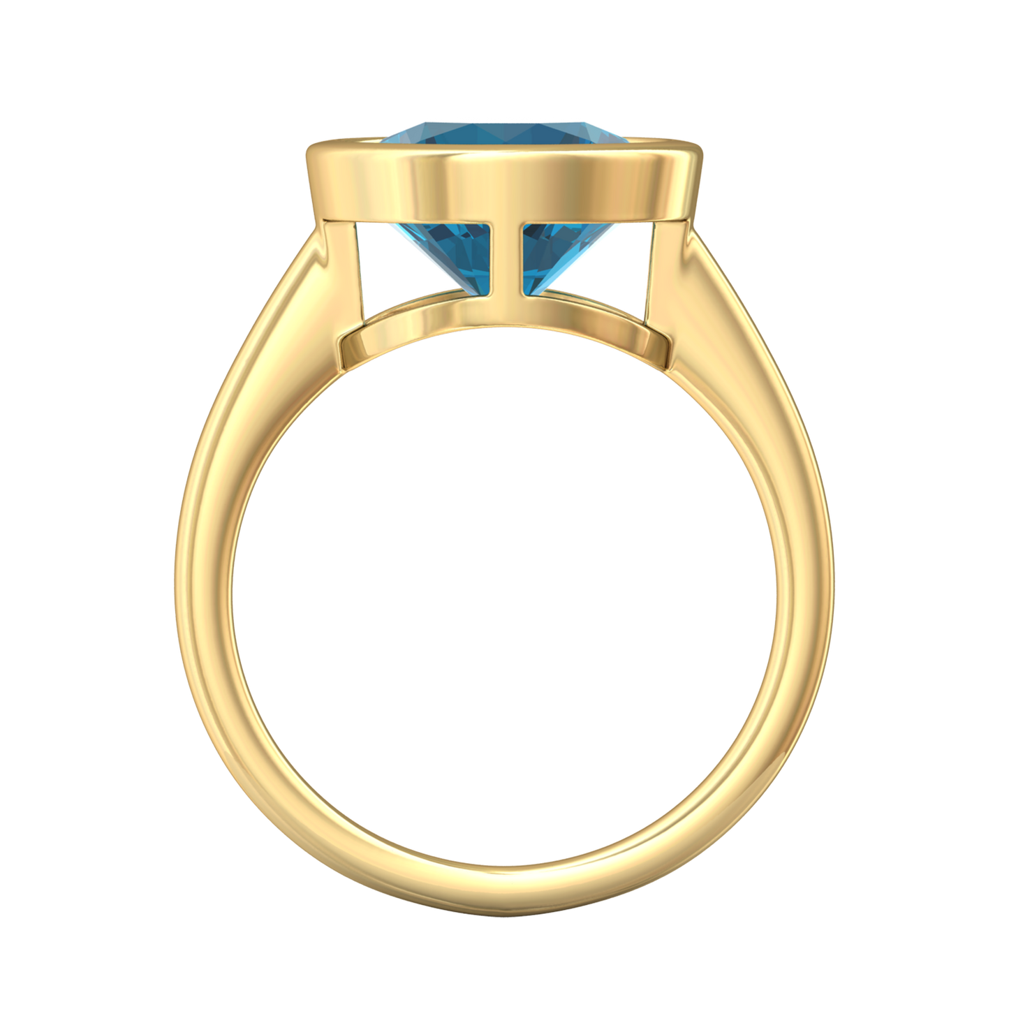 Nova round London Blue Topaz ring set in a plain bezel setting Gardiner Brothers