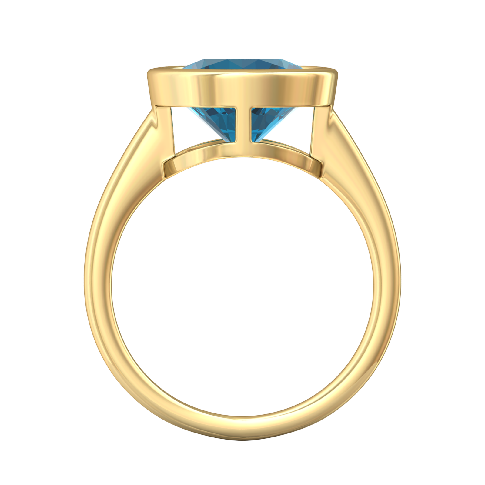 Nova round London Blue Topaz ring set in a plain bezel setting Gardiner Brothers
