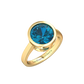 Nova round London Blue Topaz ring set in a plain bezel setting Gardiner Brothers Yellow Gold