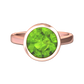 Nova round Peridot ring set in a plain bezel setting Gardiner Brothers