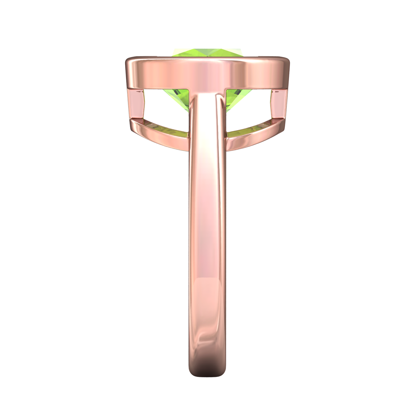 Nova round Peridot ring set in a plain bezel setting Gardiner Brothers