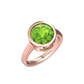 Nova round Peridot ring set in a plain bezel setting Gardiner Brothers Rose Gold