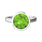 Nova round Peridot ring set in a plain bezel setting Gardiner Brothers