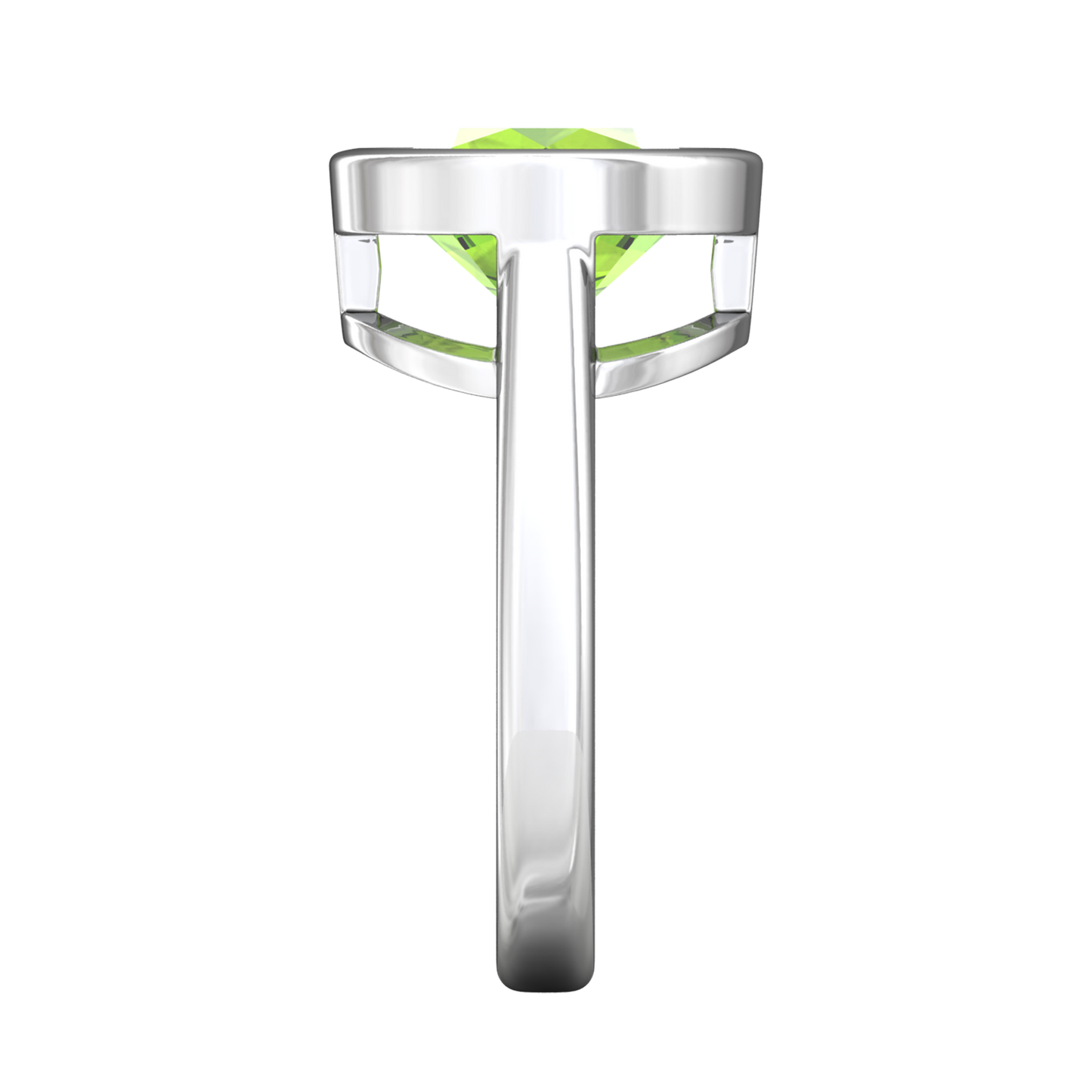 Nova round Peridot ring set in a plain bezel setting Gardiner Brothers