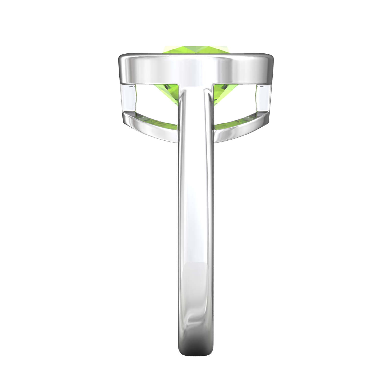 Nova round Peridot ring set in a plain bezel setting Gardiner Brothers