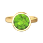 Nova round Peridot ring set in a plain bezel setting Gardiner Brothers