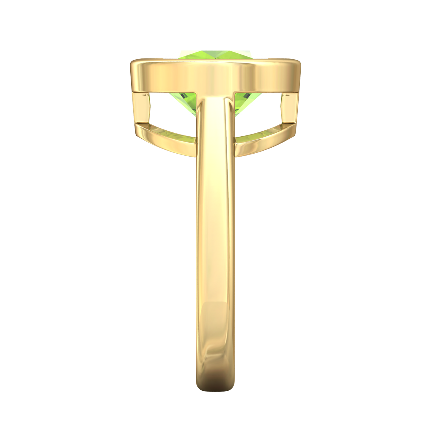 Nova round Peridot ring set in a plain bezel setting Gardiner Brothers