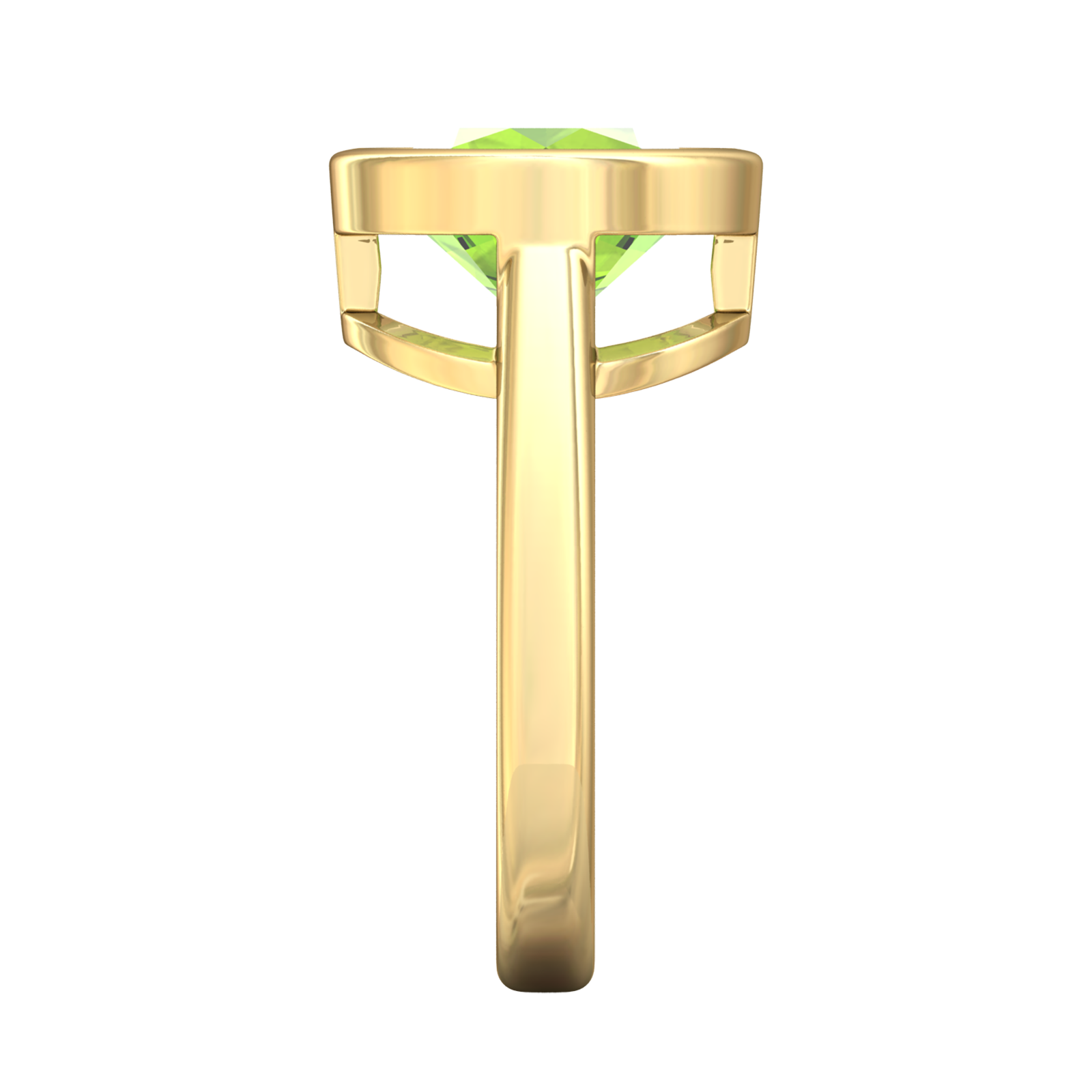 Nova round Peridot ring set in a plain bezel setting Gardiner Brothers