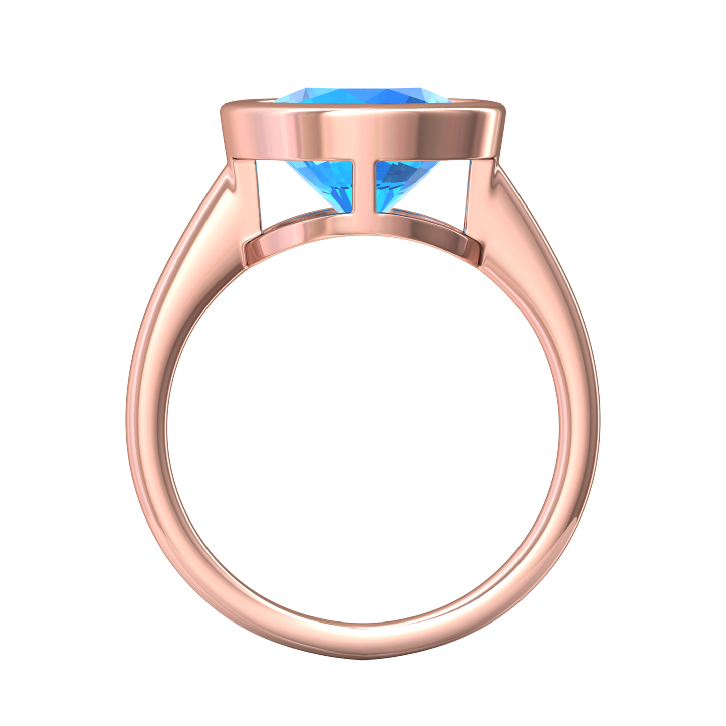 Nova round Swiss Blue Topaz ring set in a plain bezel setting Gardiner Brothers