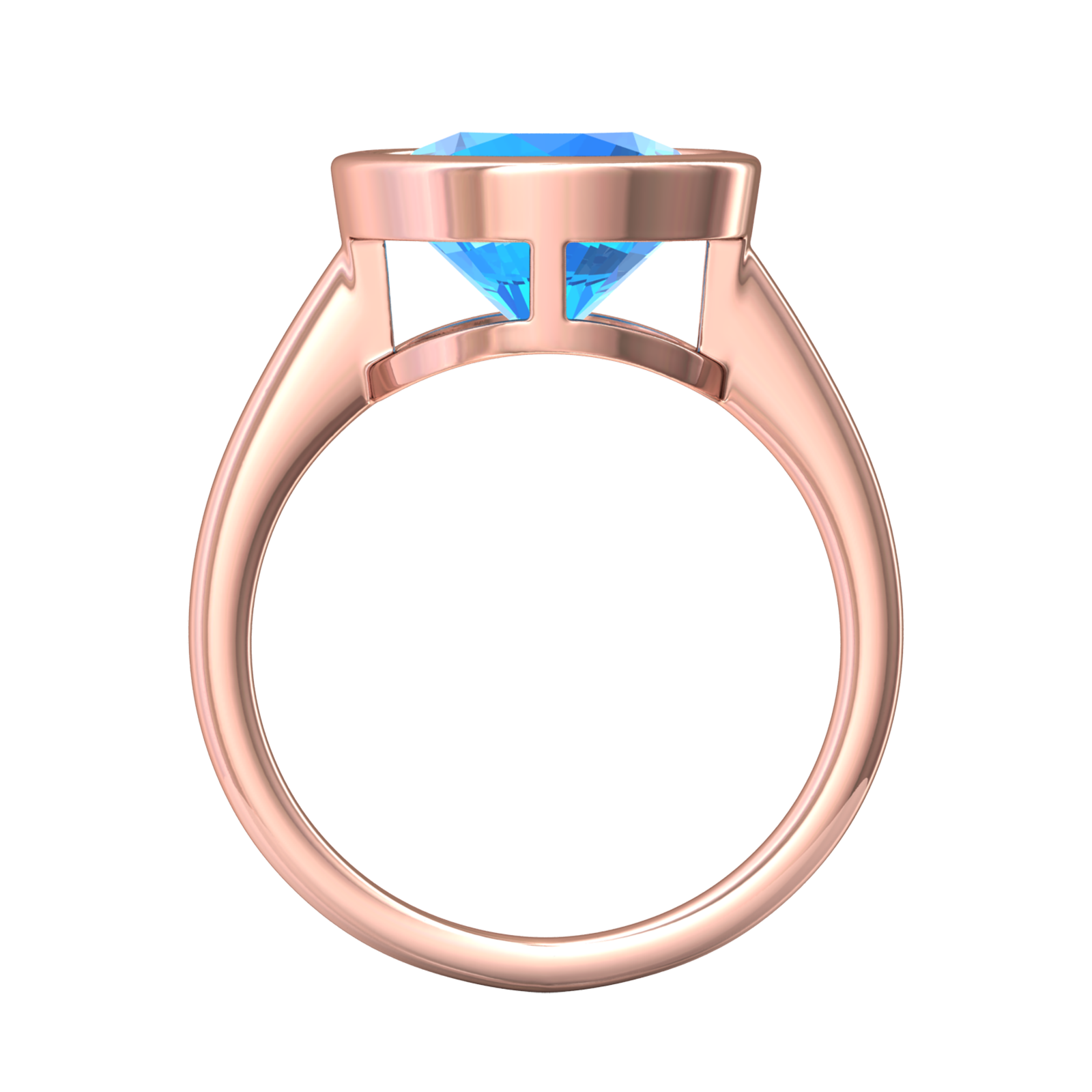 Nova round Swiss Blue Topaz ring set in a plain bezel setting Gardiner Brothers