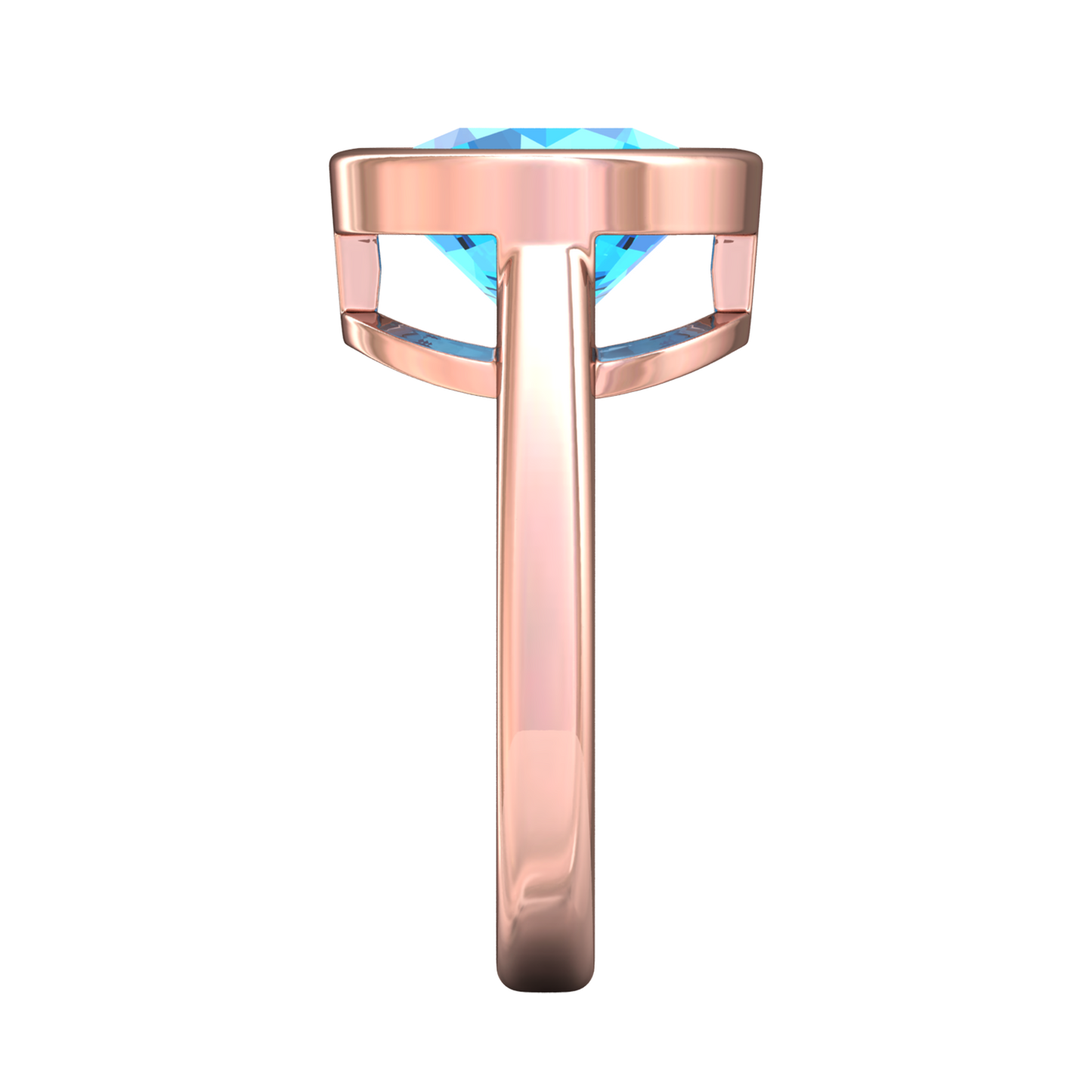 Nova round Swiss Blue Topaz ring set in a plain bezel setting Gardiner Brothers