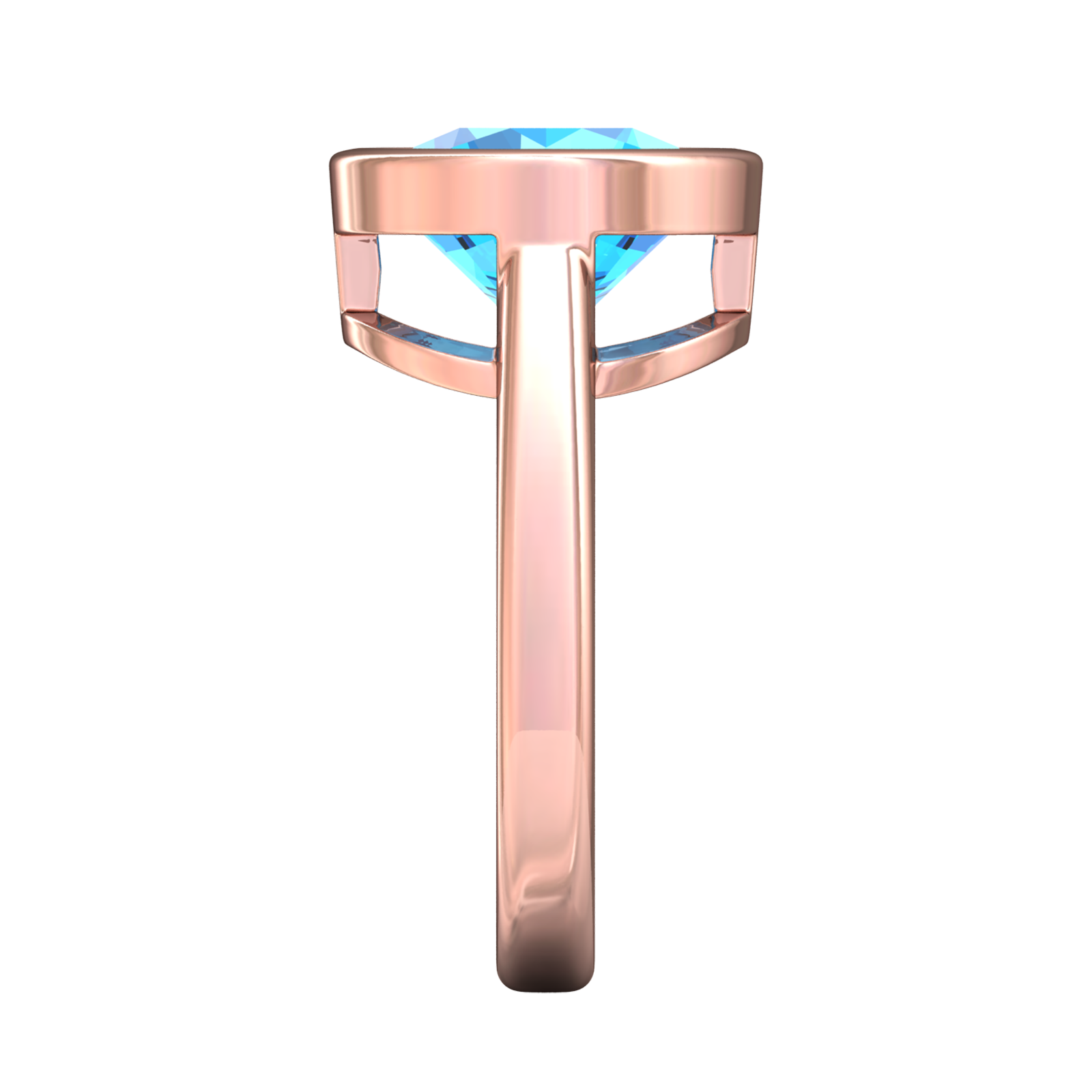 Nova round Swiss Blue Topaz ring set in a plain bezel setting Gardiner Brothers