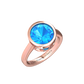 Nova round Swiss Blue Topaz ring set in a plain bezel setting Gardiner Brothers Rose Gold