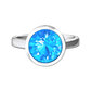 Nova round Swiss Blue Topaz ring set in a plain bezel setting Gardiner Brothers