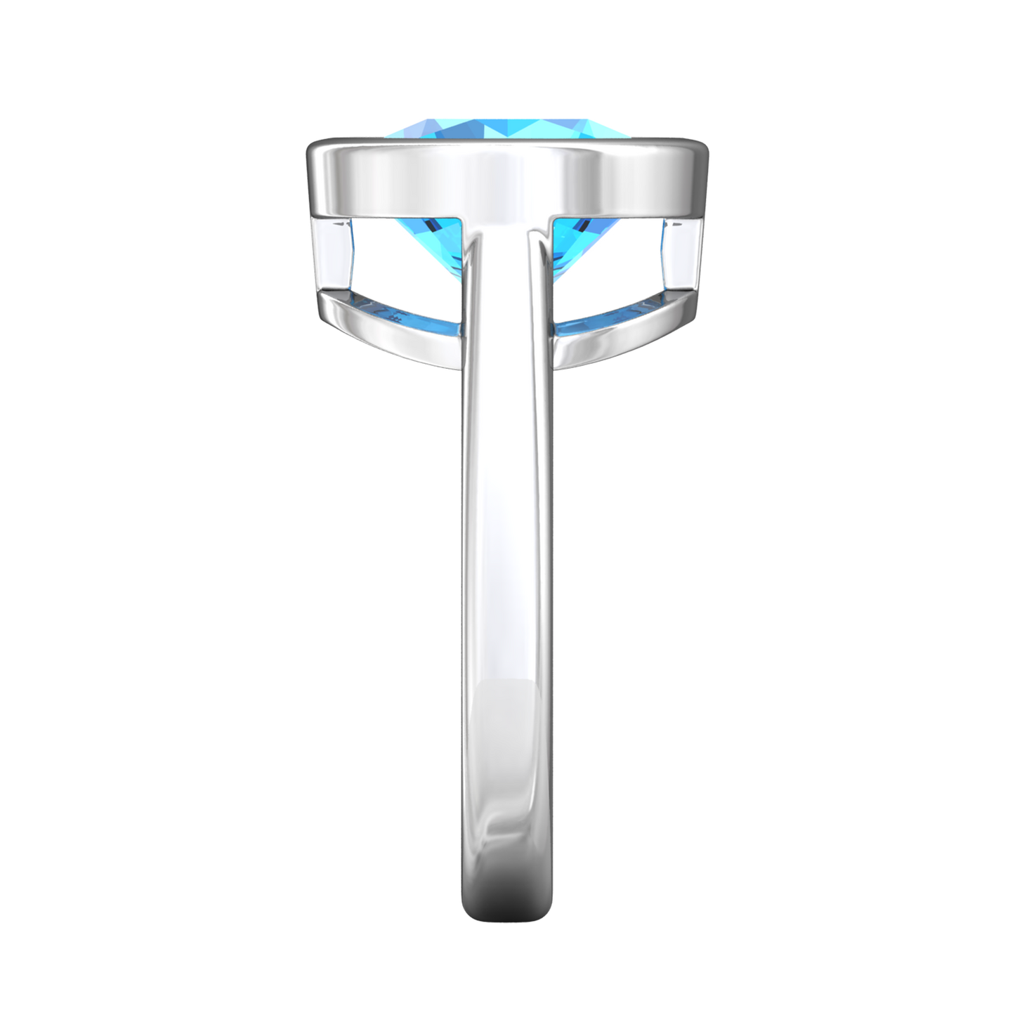 Nova round Swiss Blue Topaz ring set in a plain bezel setting Gardiner Brothers