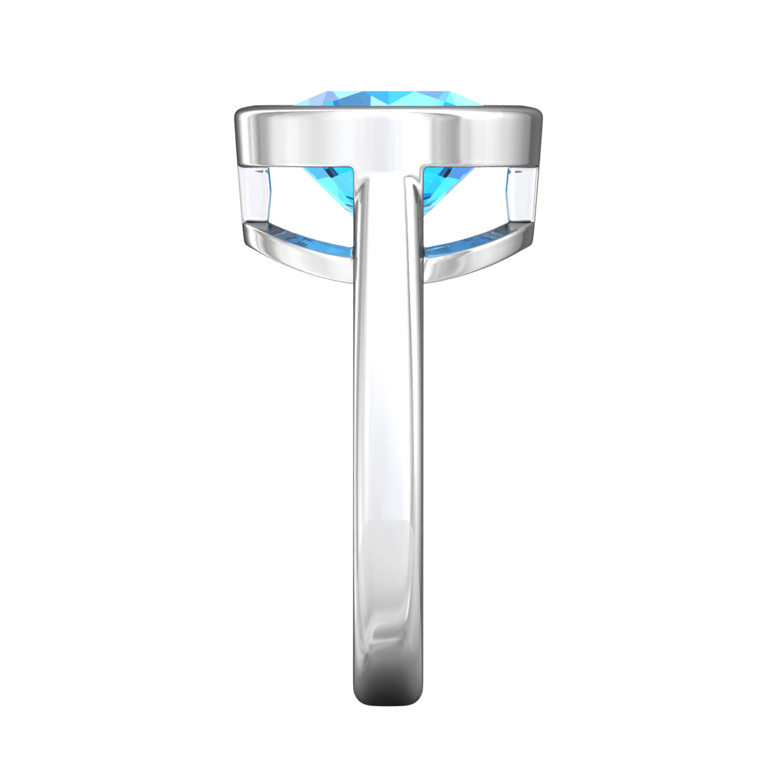 Nova round Swiss Blue Topaz ring set in a plain bezel setting Gardiner Brothers