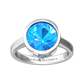 Nova round Swiss Blue Topaz ring set in a plain bezel setting Gardiner Brothers