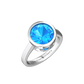 Nova round Swiss Blue Topaz ring set in a plain bezel setting Gardiner Brothers White Gold