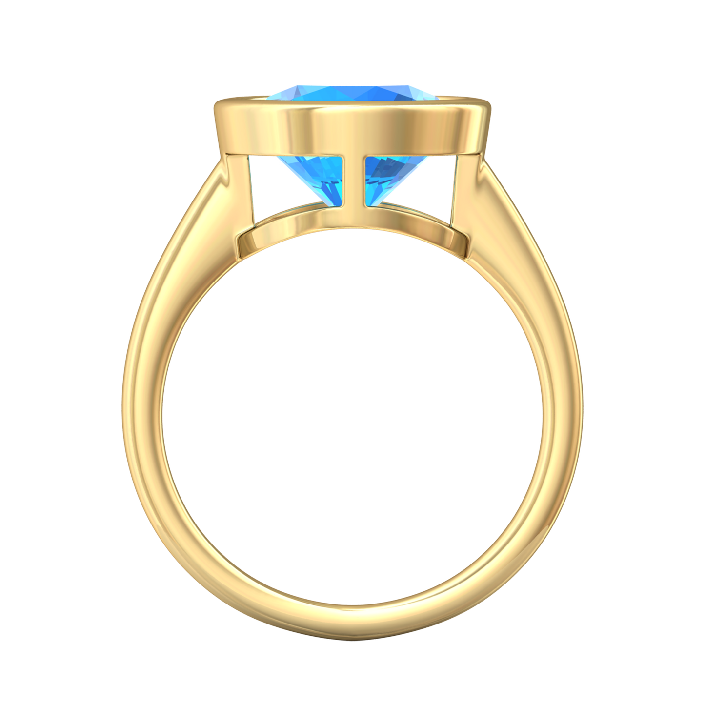 Nova round Swiss Blue Topaz ring set in a plain bezel setting Gardiner Brothers