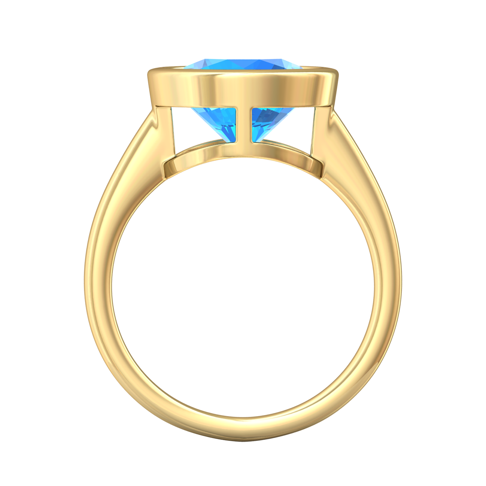 Nova round Swiss Blue Topaz ring set in a plain bezel setting Gardiner Brothers