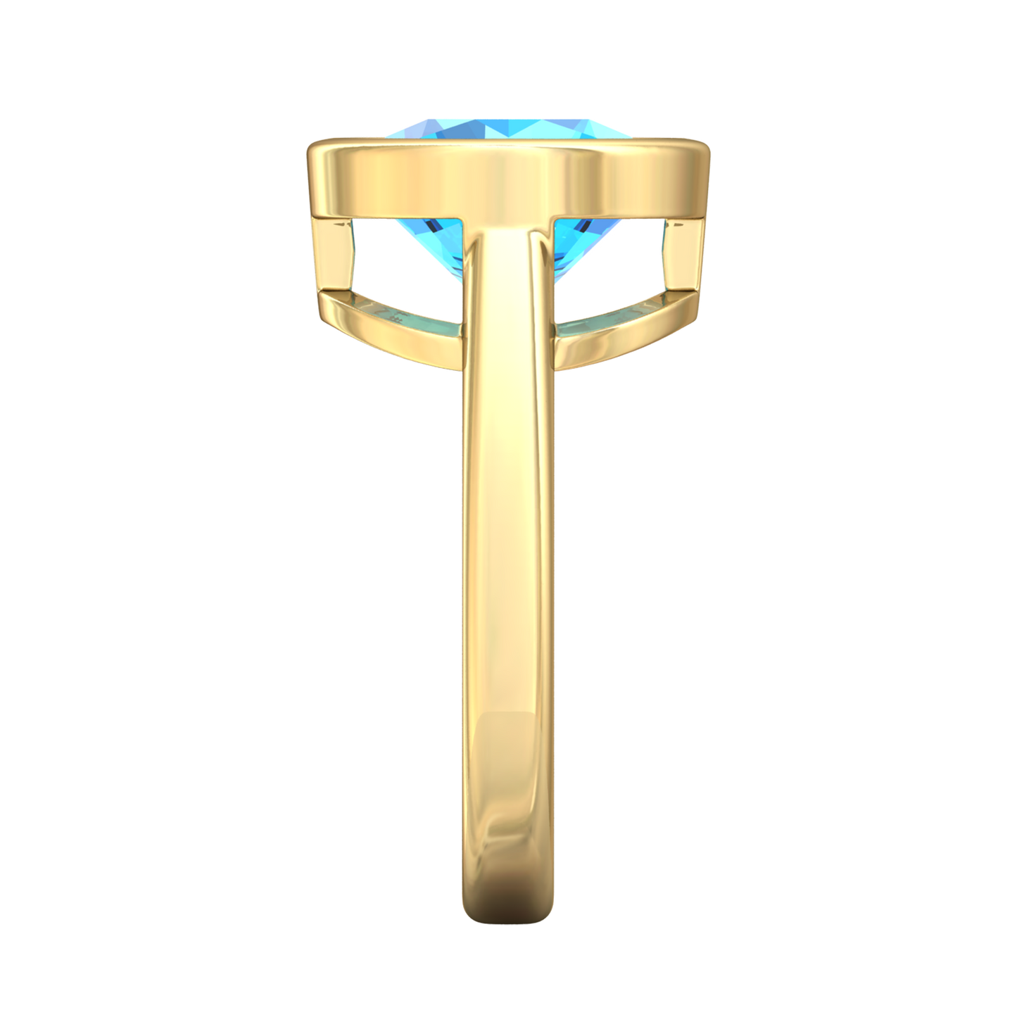 Nova round Swiss Blue Topaz ring set in a plain bezel setting Gardiner Brothers